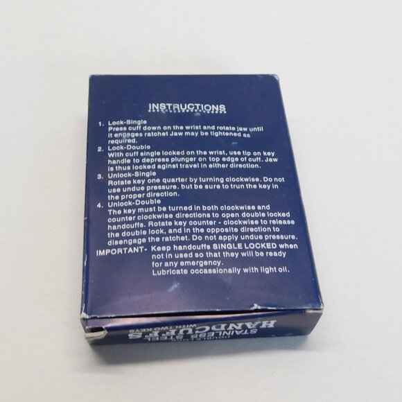 NIB Double Lock Stainless Steel Handcuffs Two Keys Personal Security Made China - Picture 3 of 4